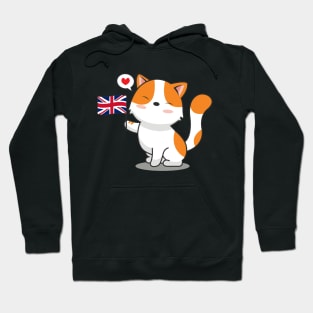 Cute Cat Holding Flag Of The United Kingdom Hoodie